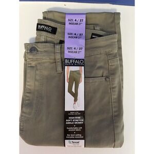 BUFFALO DAVID BITTON Women's 4/27 High-Rise Ankle Skinny Pants Olive‎ Green
